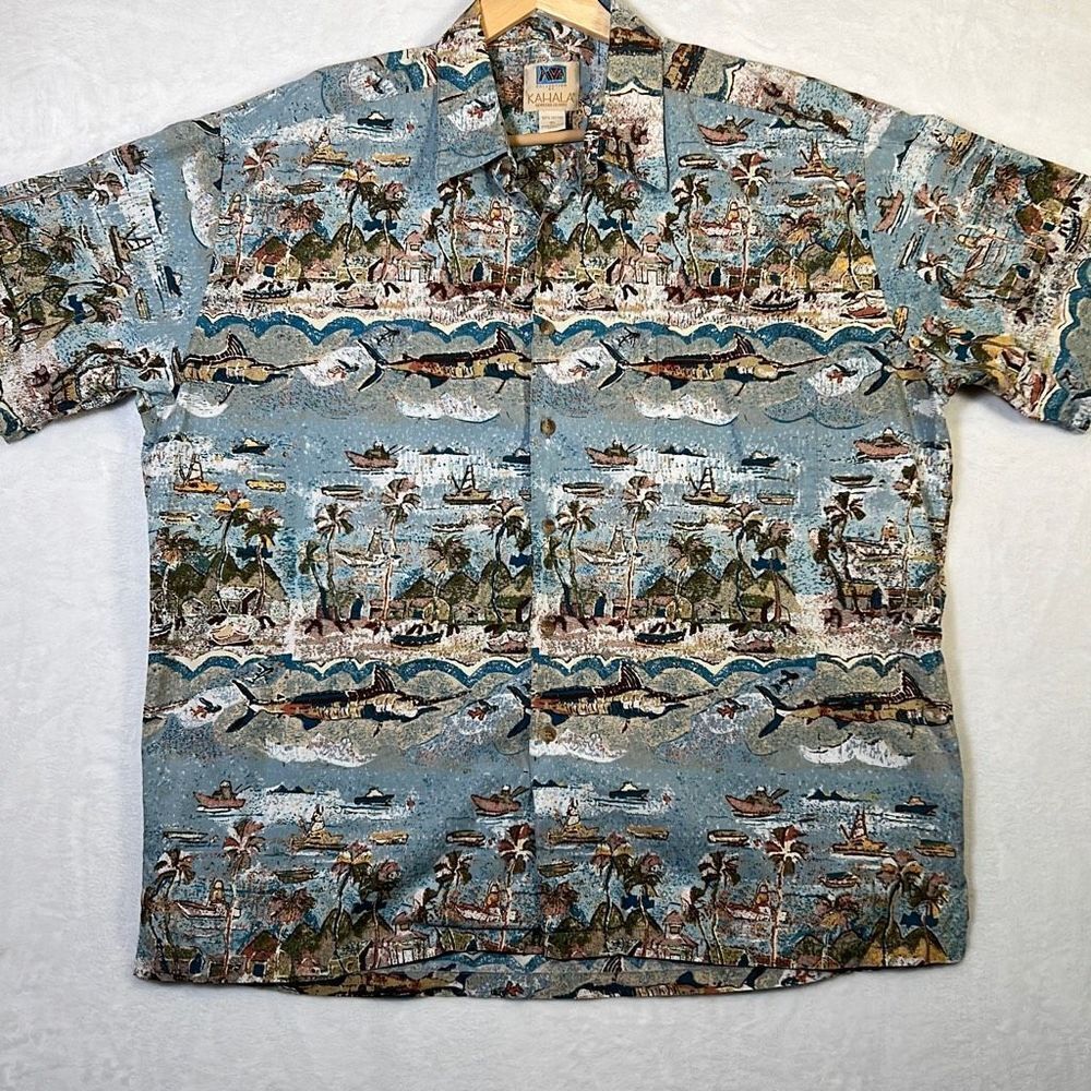 Kahala vintage Hawaiian casual button‎ down shirt-Men XL